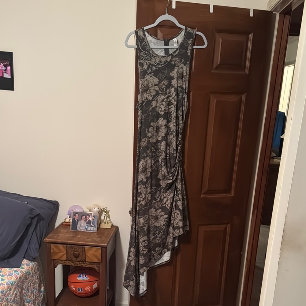 Anthropologie Brown and Tan Asymmetrical Sundress